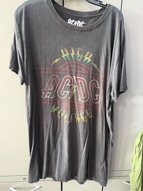 Lucky Brand Black AC/DC Logo Tee with White Print